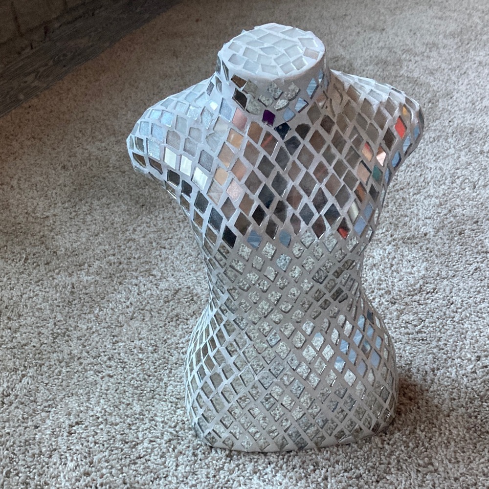 Sequined, mannequin bust, small mannequin torso for drying or decoration